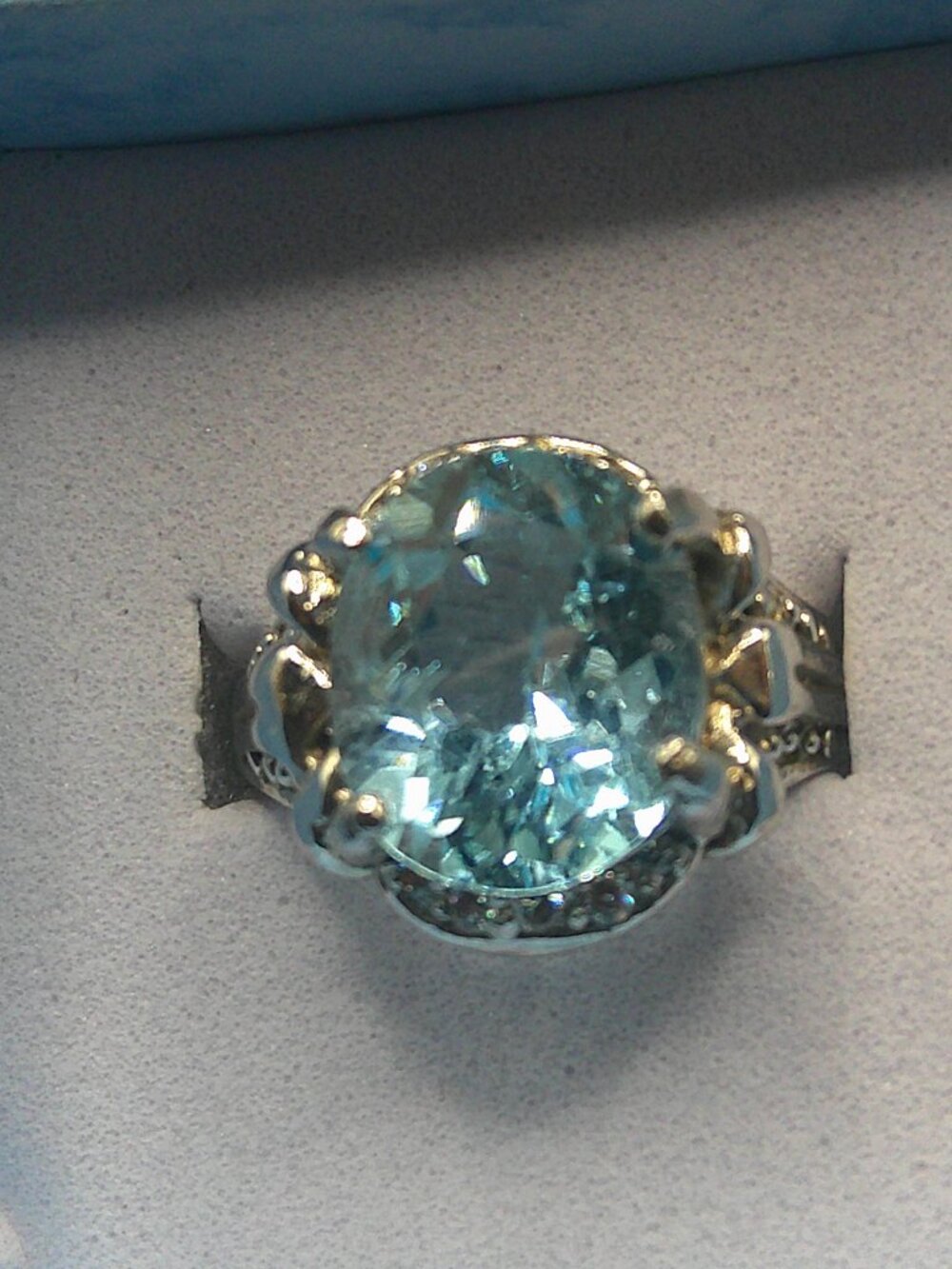 Sterling Silver and Blue Stone Ring Sz 7